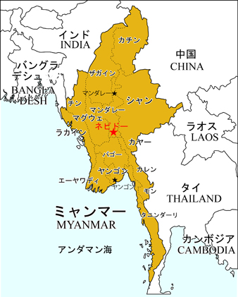 ミャンマー地図