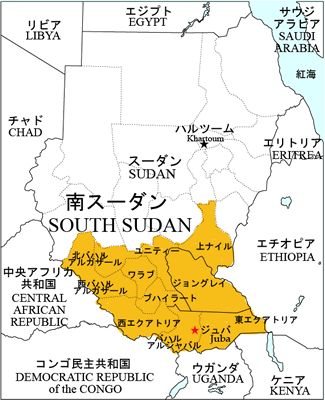南スーダン地図